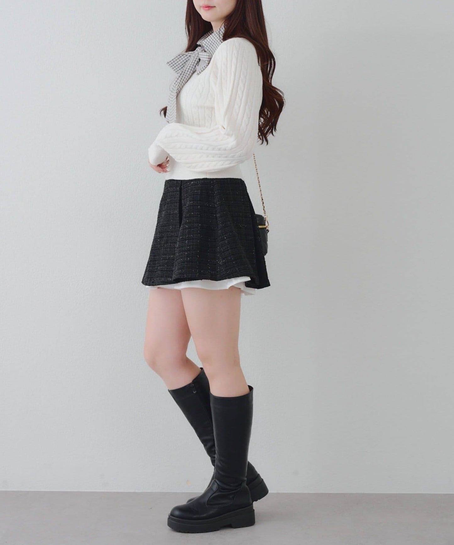 【套裝可搭配】粗花呢下襬微露迷你裙