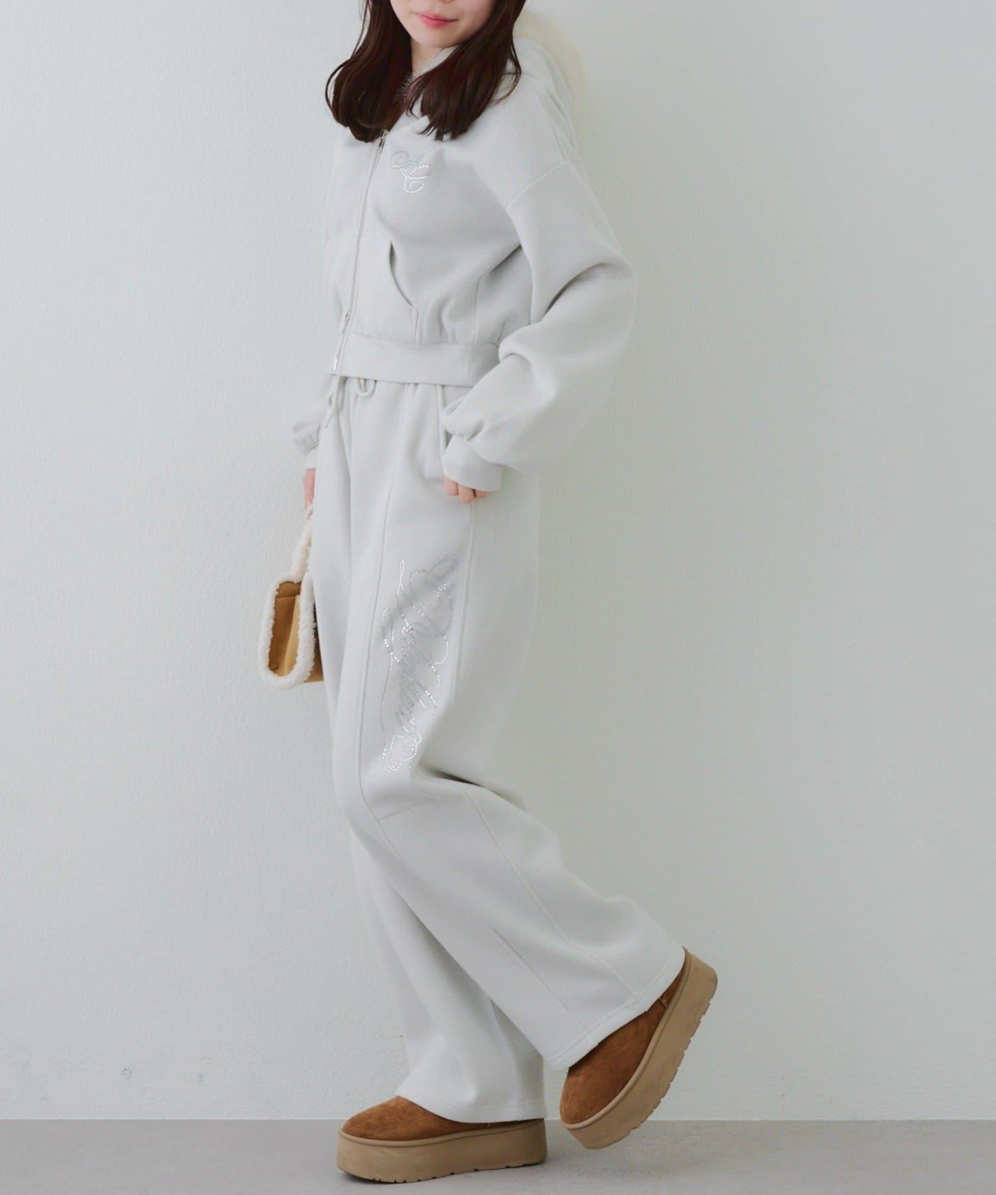 【SETUP對應單品】亮片Logo加絨毛絨連帽衛衣