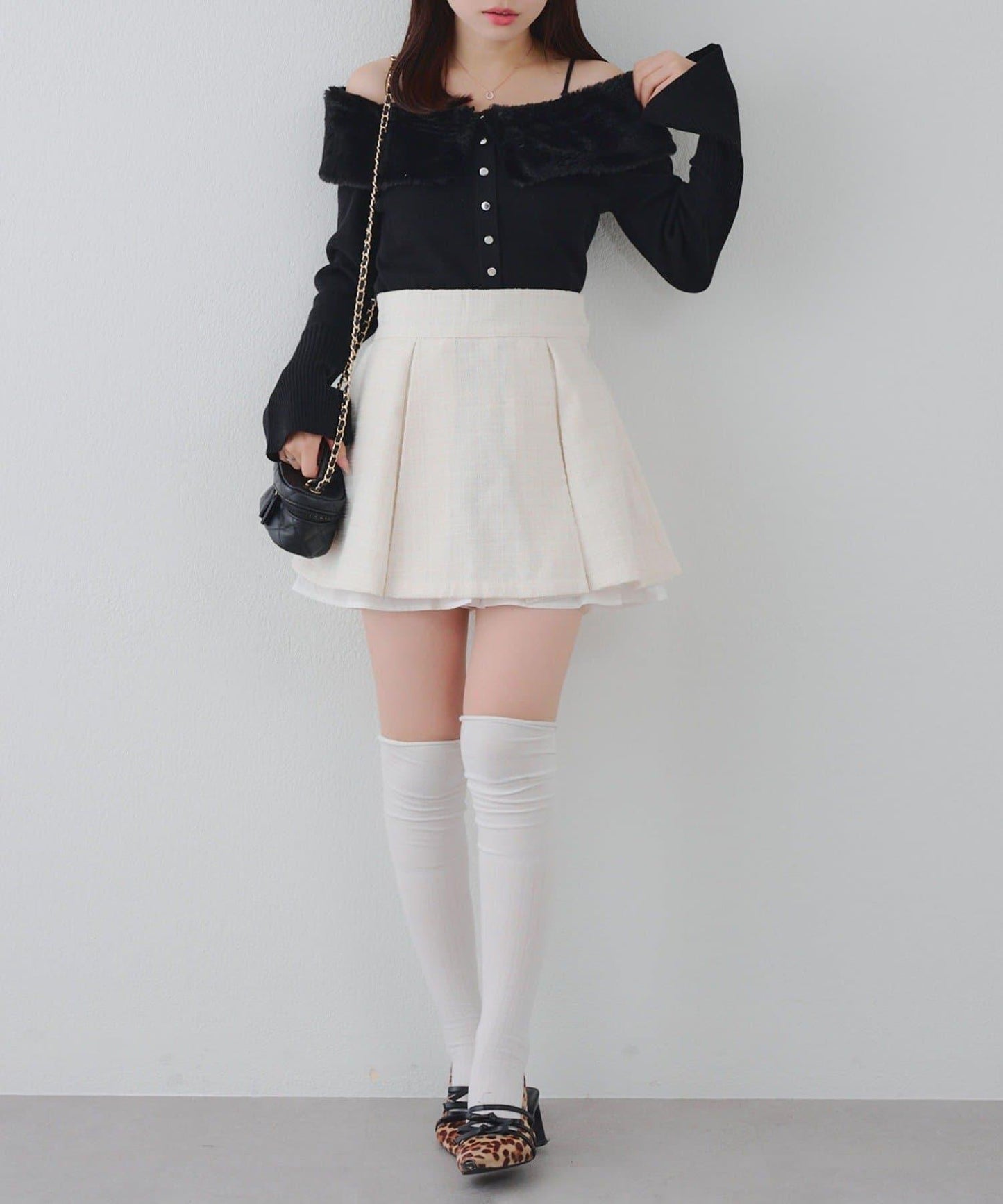 【套裝可搭配】粗花呢下襬微露迷你裙