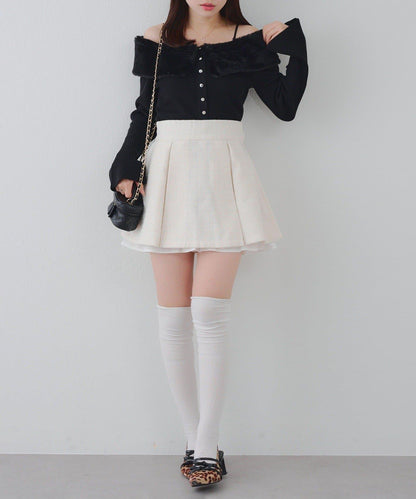 【套裝可搭配】粗花呢下襬微露迷你裙