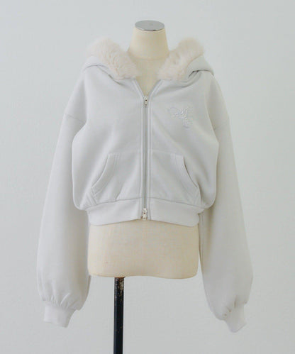 【SETUP對應單品】亮片Logo加絨毛絨連帽衛衣