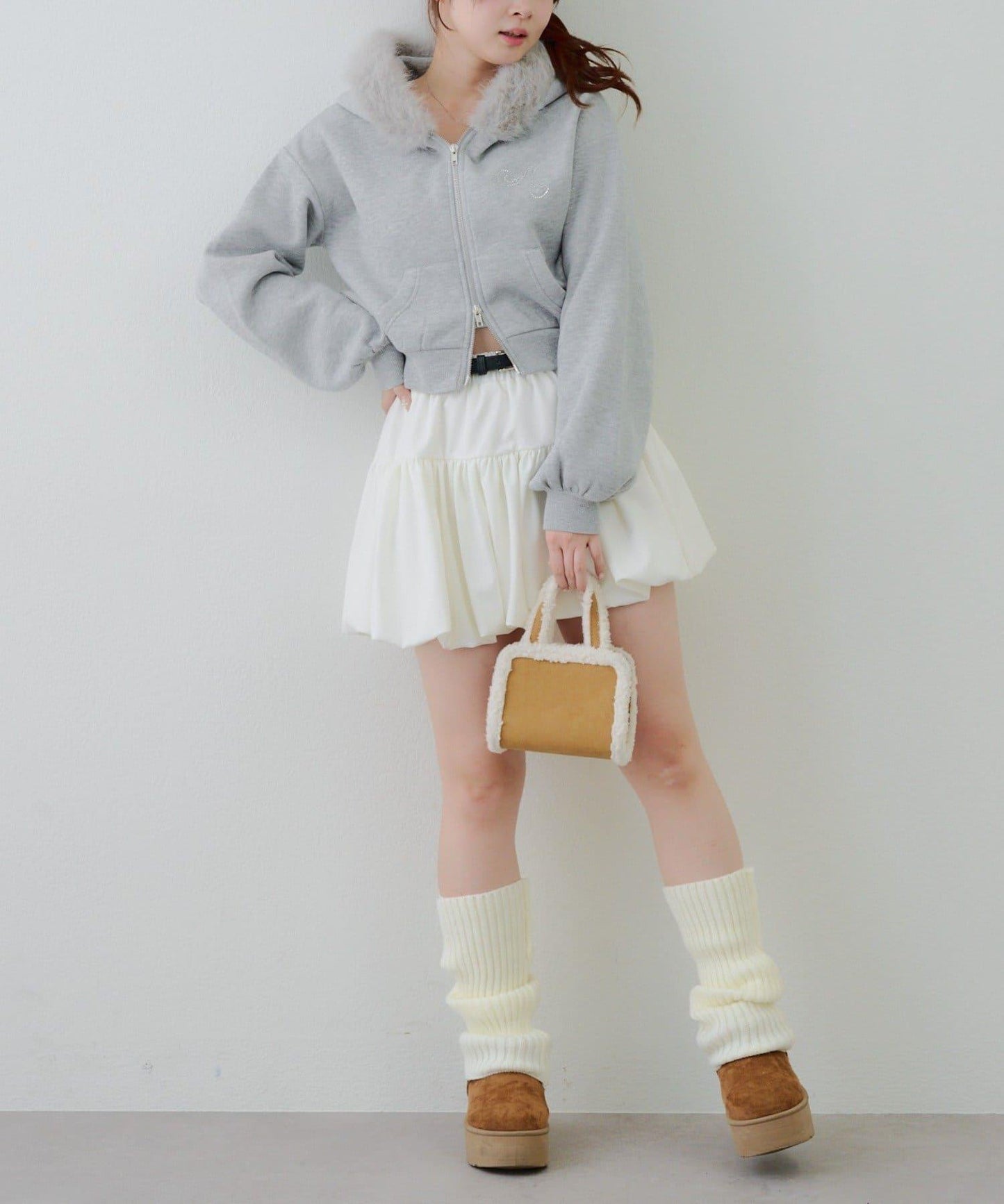 【SETUP對應單品】亮片Logo加絨毛絨連帽衛衣