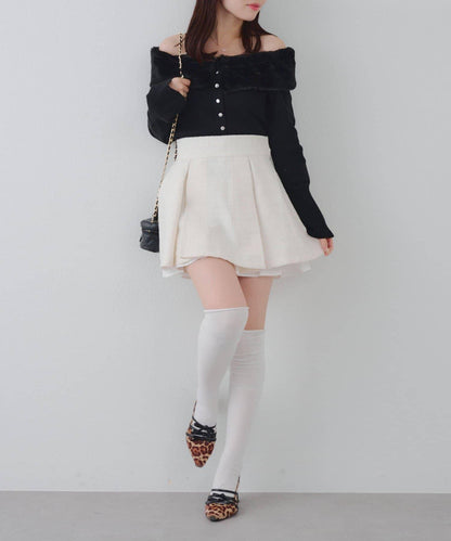 【套裝可搭配】粗花呢下襬微露迷你裙