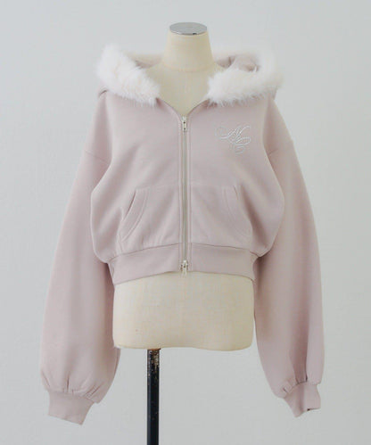 【SETUP對應單品】亮片Logo加絨毛絨連帽衛衣