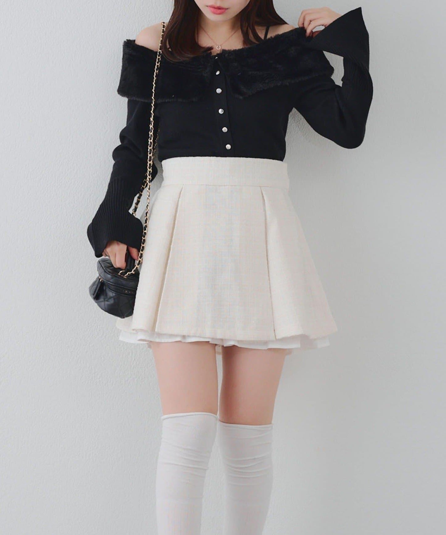 【套裝可搭配】粗花呢下襬微露迷你裙