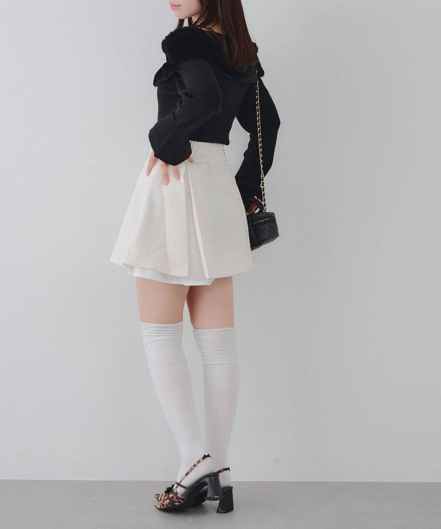 【套裝可搭配】粗花呢下襬微露迷你裙