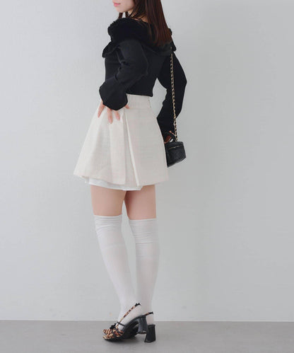 【套裝可搭配】粗花呢下襬微露迷你裙