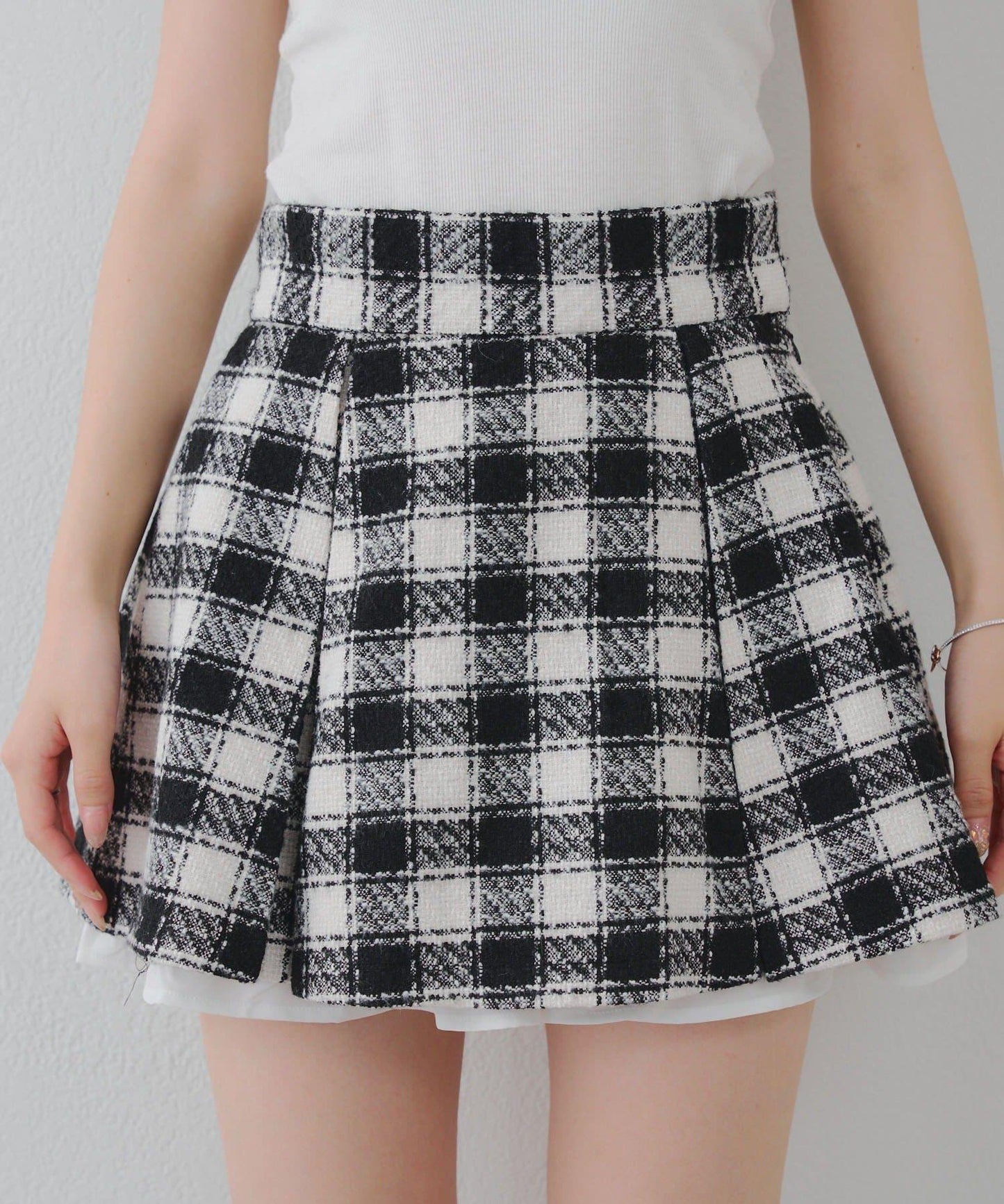 【套裝可搭配】粗花呢下襬微露迷你裙