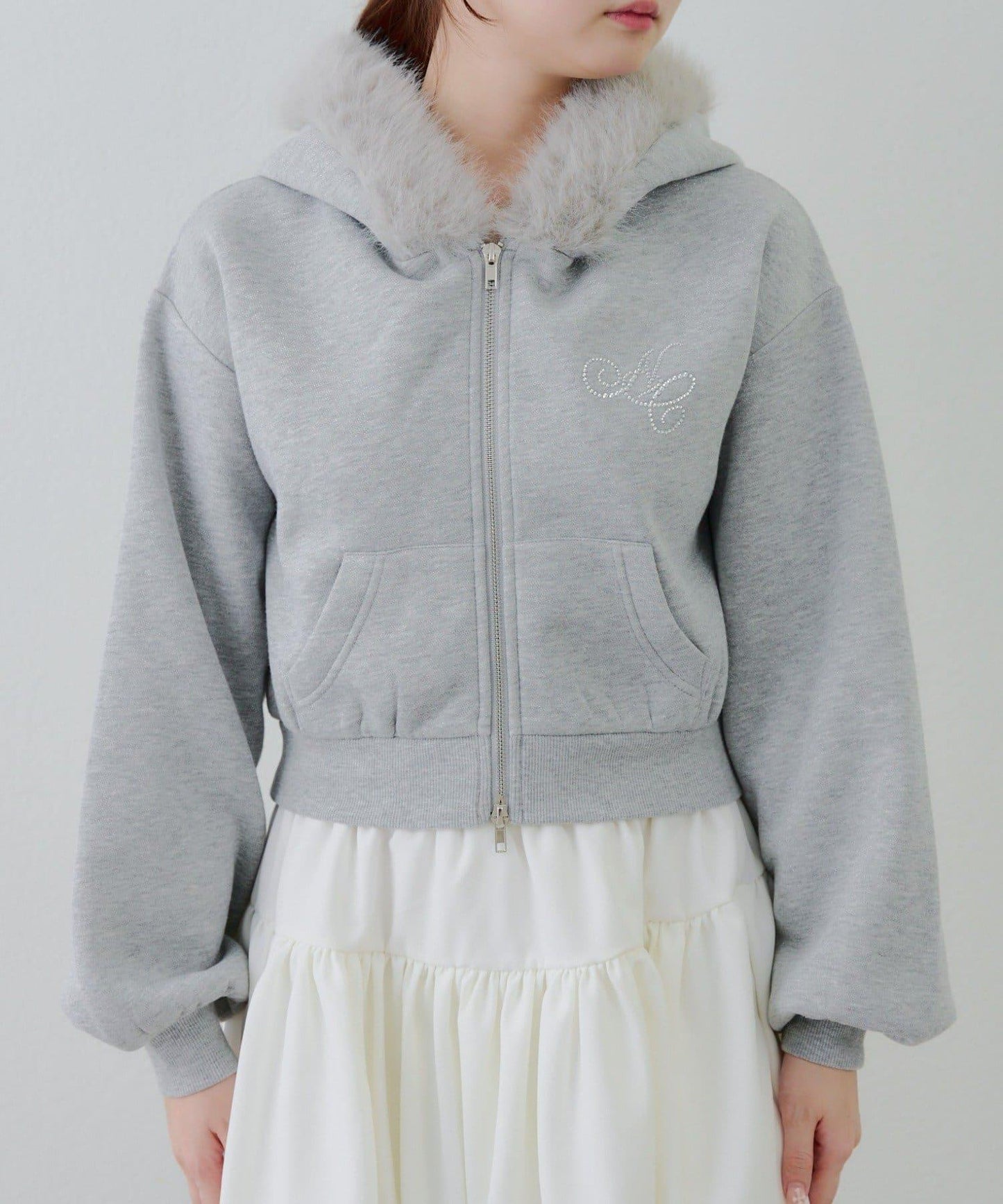 【SETUP對應單品】亮片Logo加絨毛絨連帽衛衣