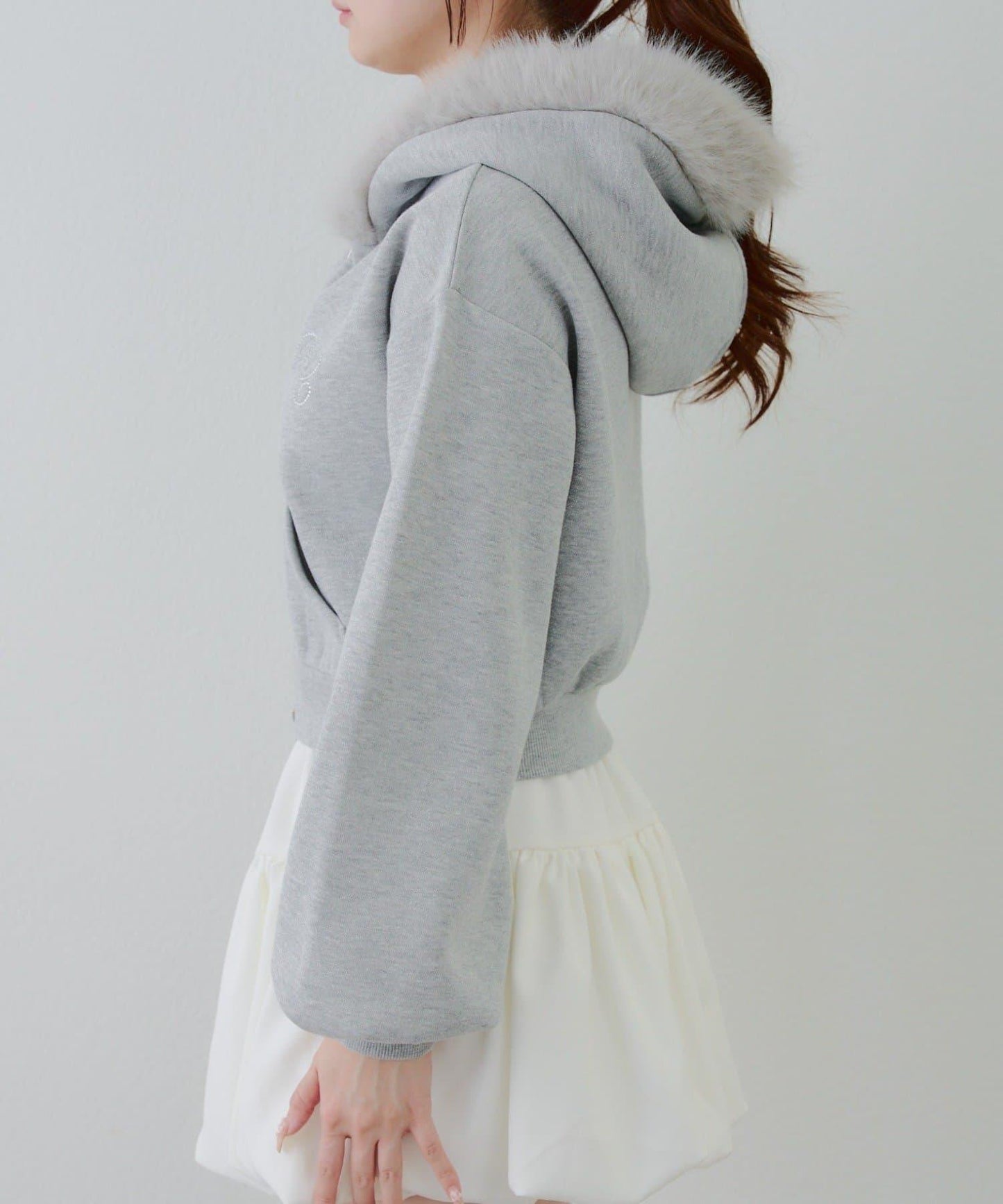 【SETUP對應單品】亮片Logo加絨毛絨連帽衛衣