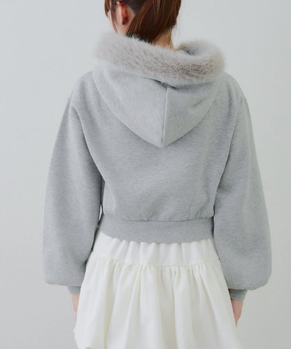 【SETUP對應單品】亮片Logo加絨毛絨連帽衛衣