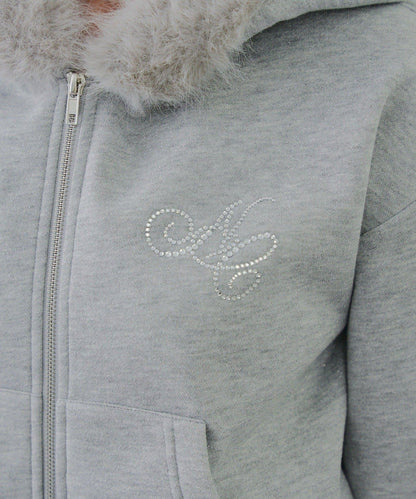 【SETUP對應單品】亮片Logo加絨毛絨連帽衛衣