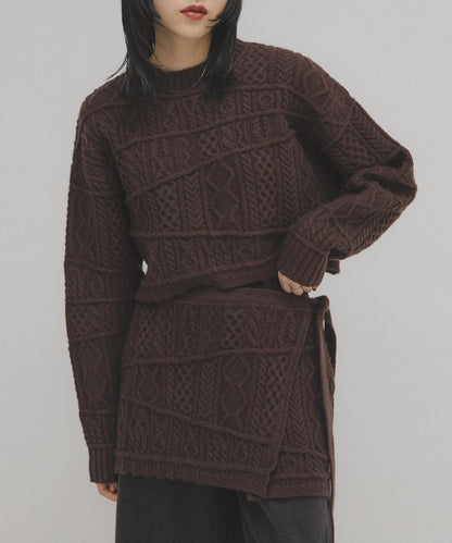 MIX拼色短款針織衫