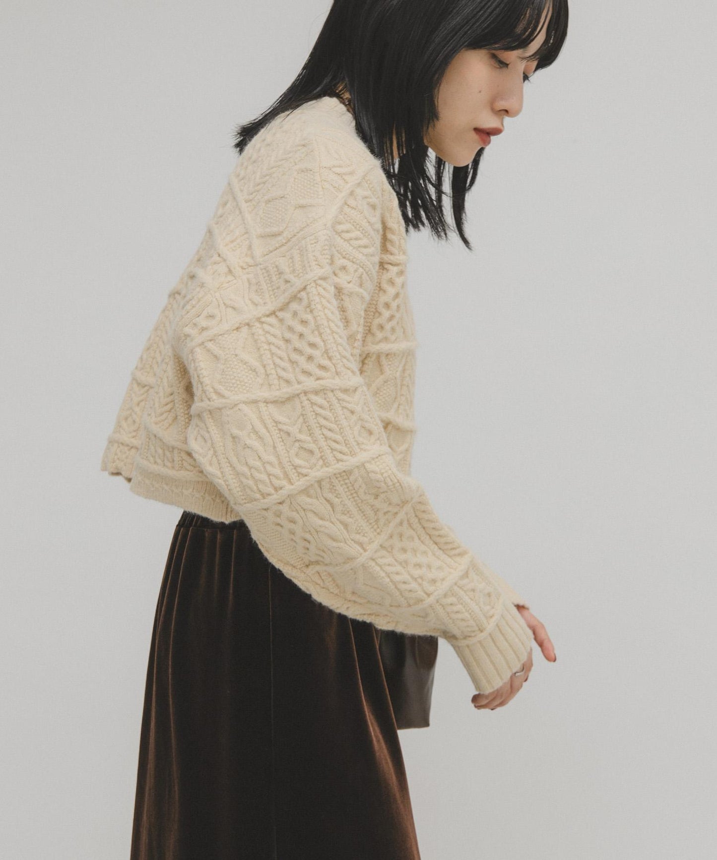 MIX拼色短款針織衫