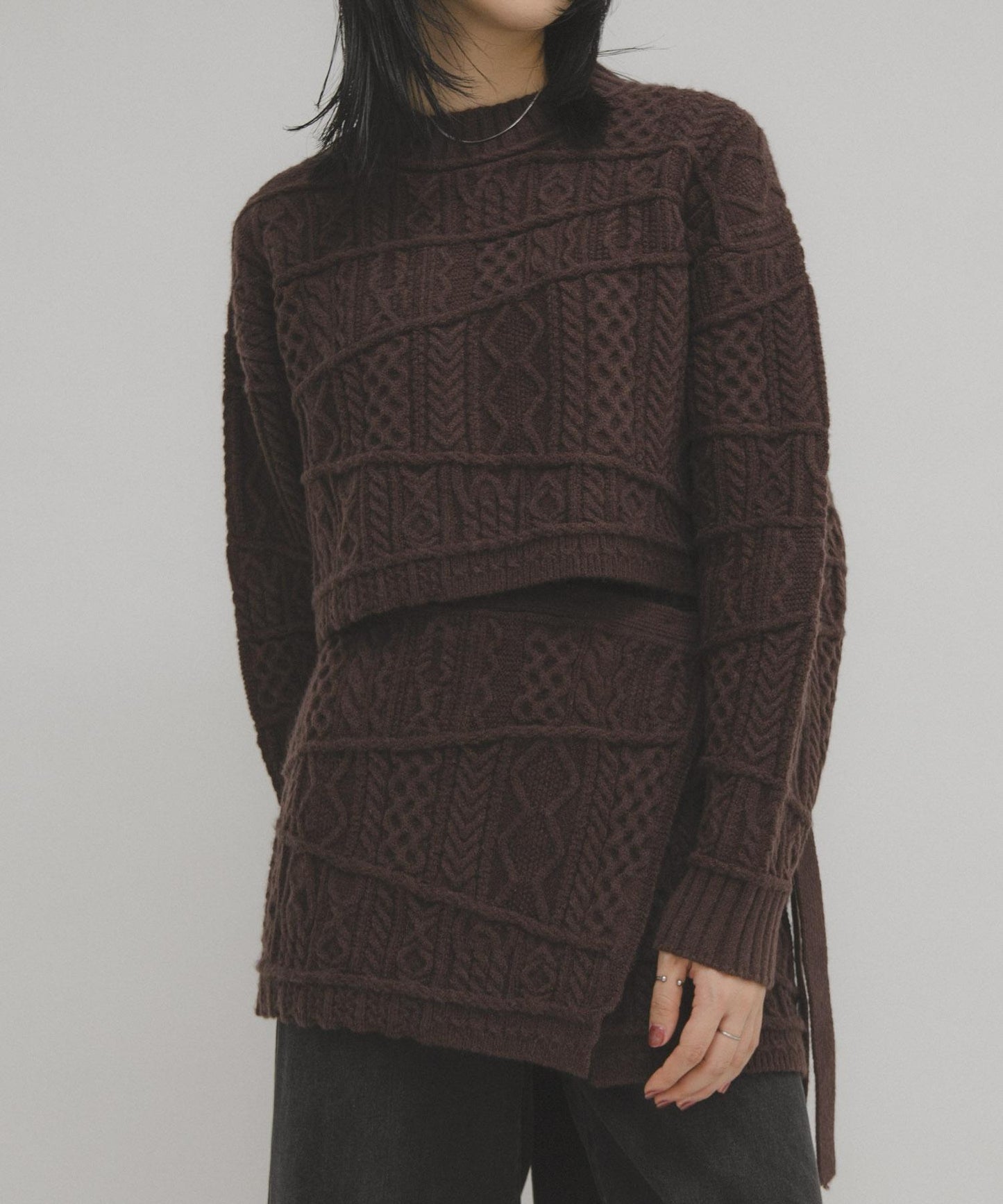 MIX拼色短款針織衫