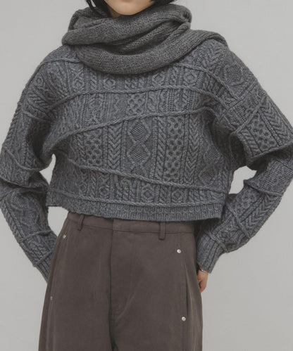 MIX拼色短款針織衫