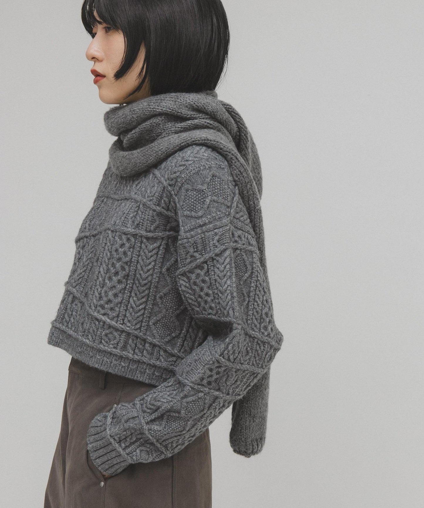 MIX拼色短款針織衫