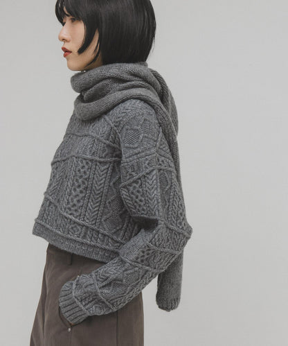 MIX拼色短款針織衫