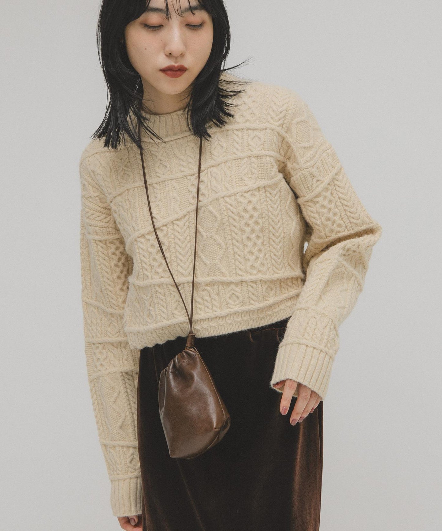 MIX拼色短款針織衫