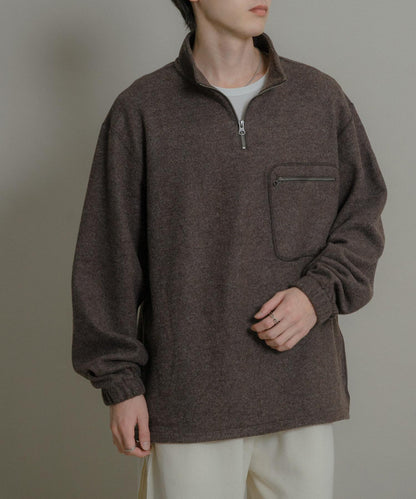 羊毛針織半拉鍊上衣