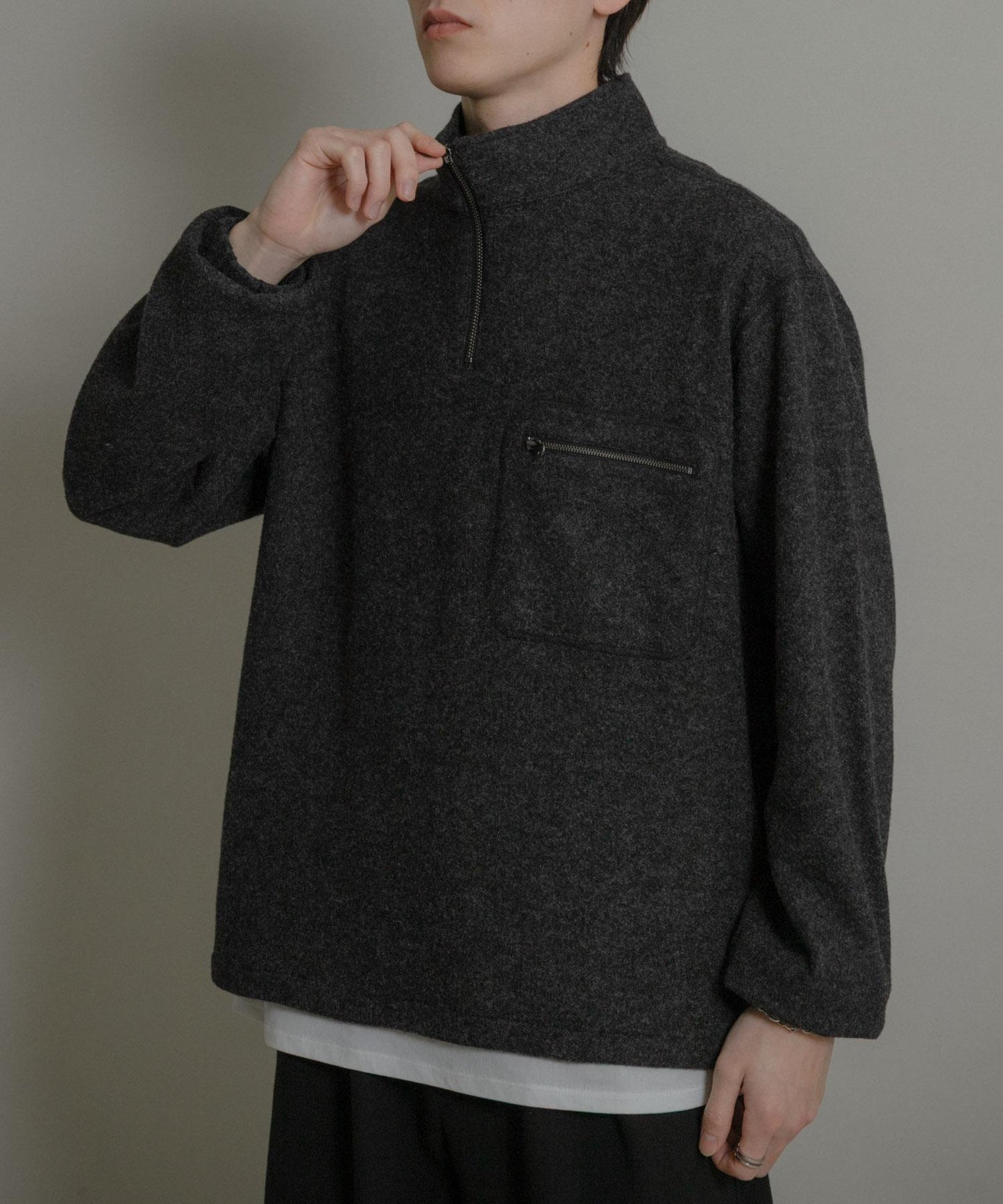 羊毛針織半拉鍊上衣