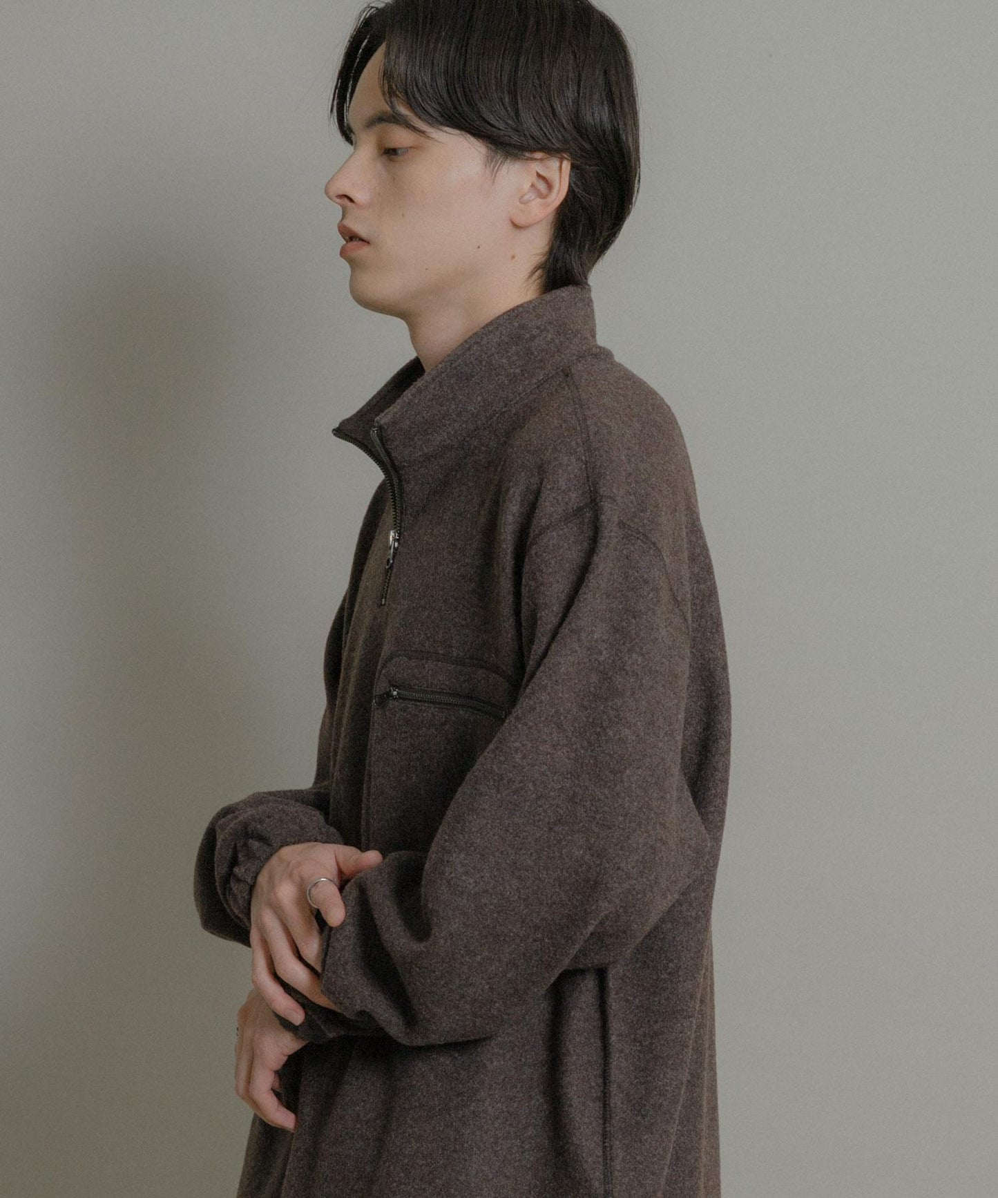 羊毛針織半拉鍊上衣