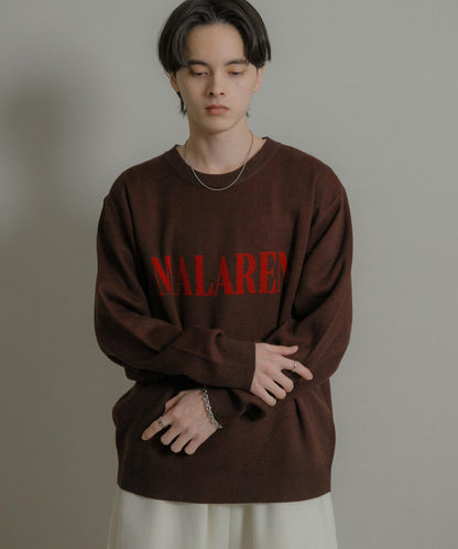 標誌圖案圓領針織衫