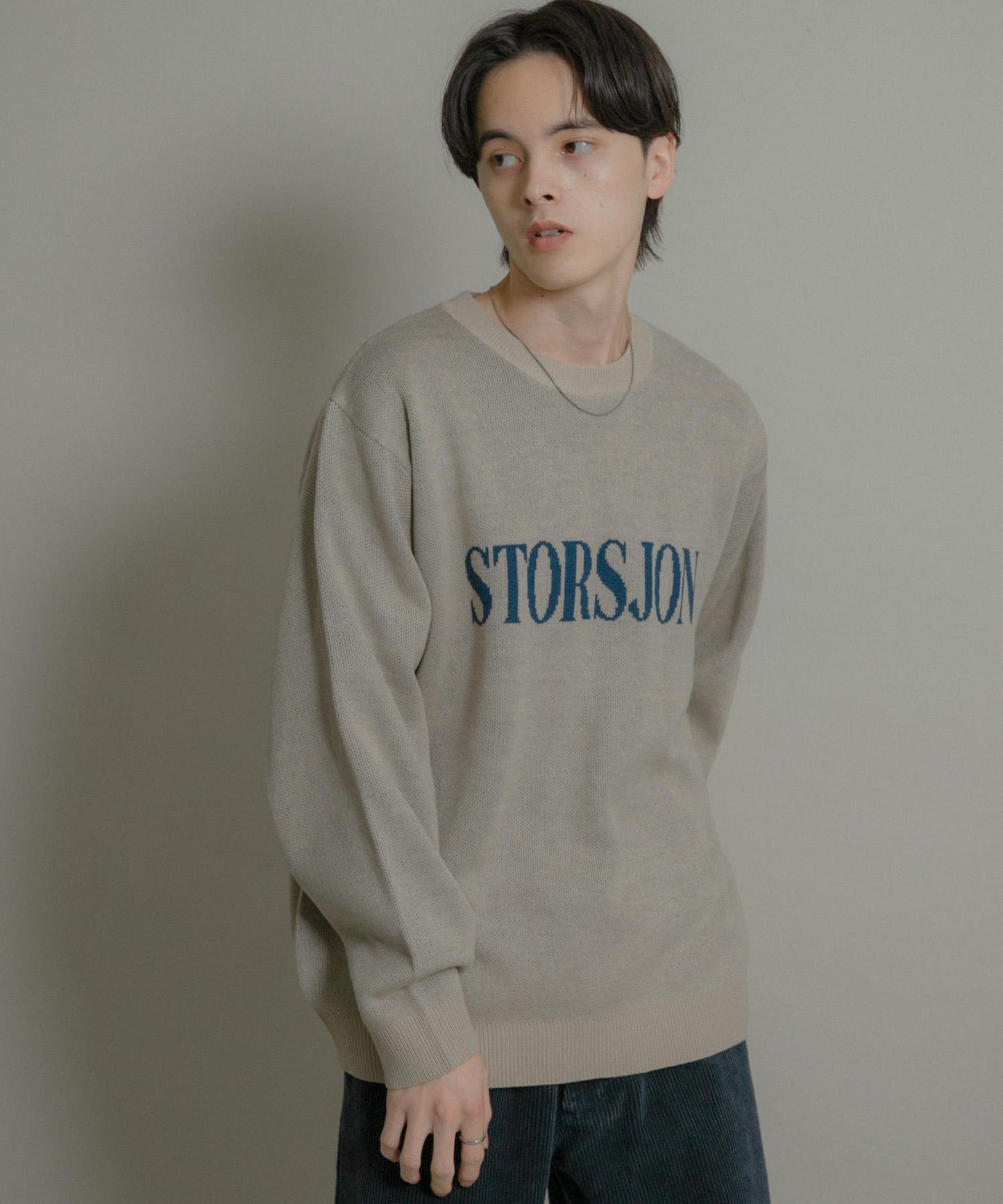 標誌圖案圓領針織衫