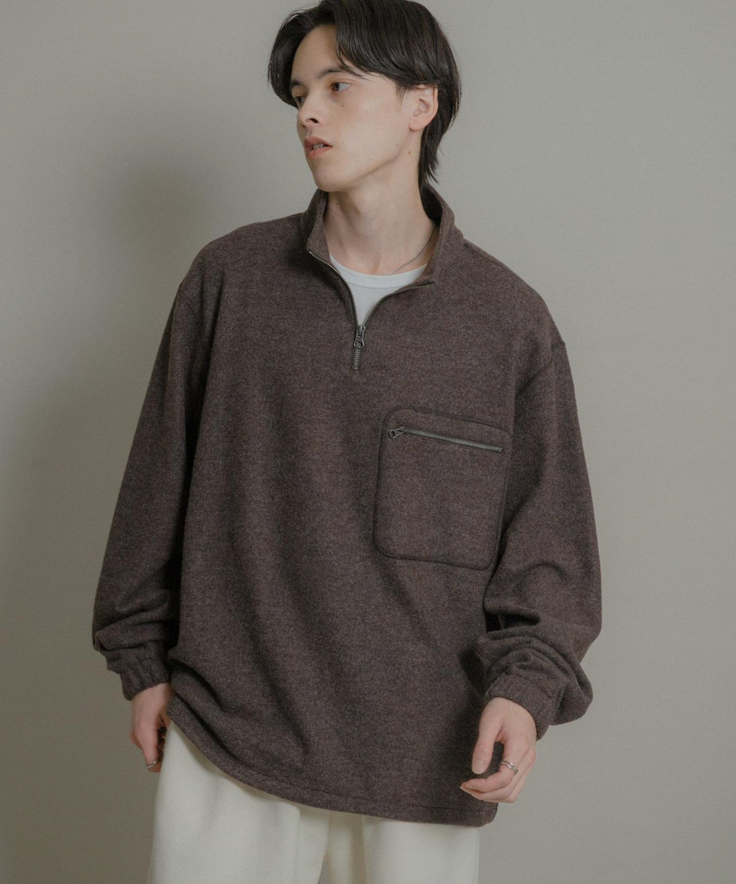 羊毛針織半拉鍊上衣