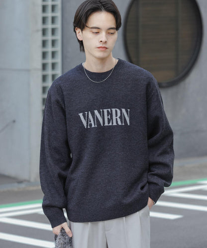 標誌圖案圓領針織衫