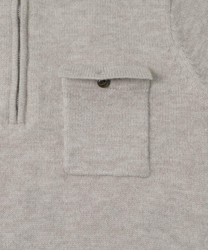 可水洗雙口袋半拉鍊針織衫