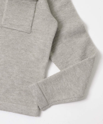 可水洗雙口袋半拉鍊針織衫