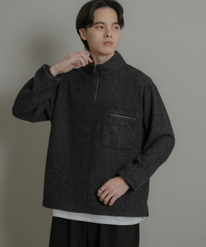 羊毛針織半拉鍊上衣