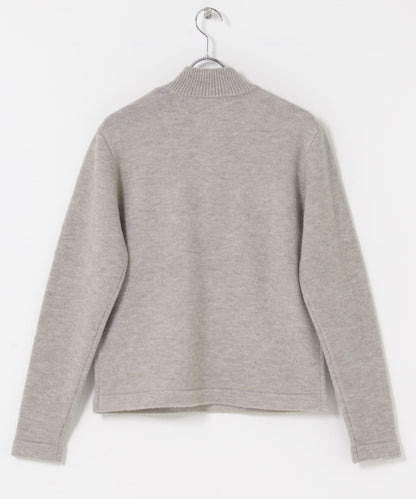 可水洗雙口袋半拉鍊針織衫