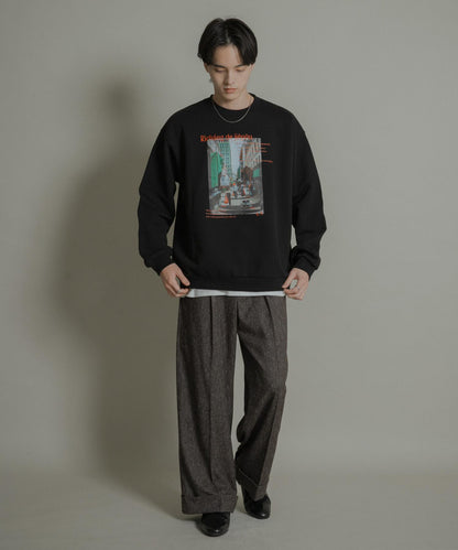 城市風格印花圓領衛衣