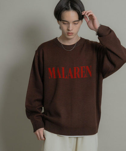 標誌圖案圓領針織衫