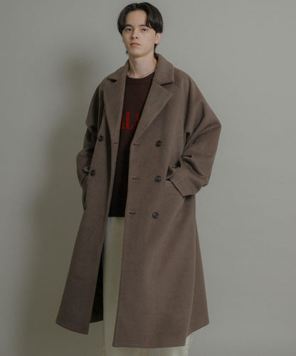 羊毛混紡雙排扣長款大衣