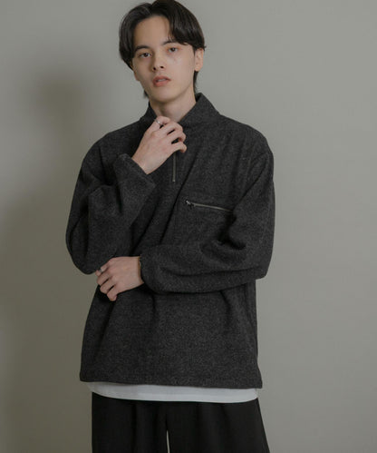 羊毛針織半拉鍊上衣