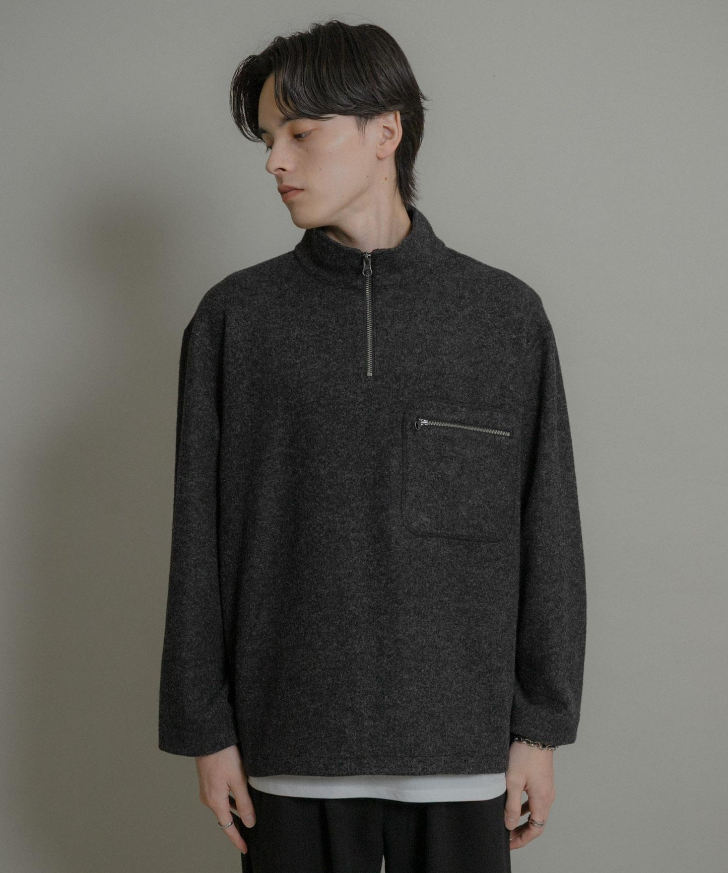 羊毛針織半拉鍊上衣