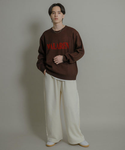 標誌圖案圓領針織衫