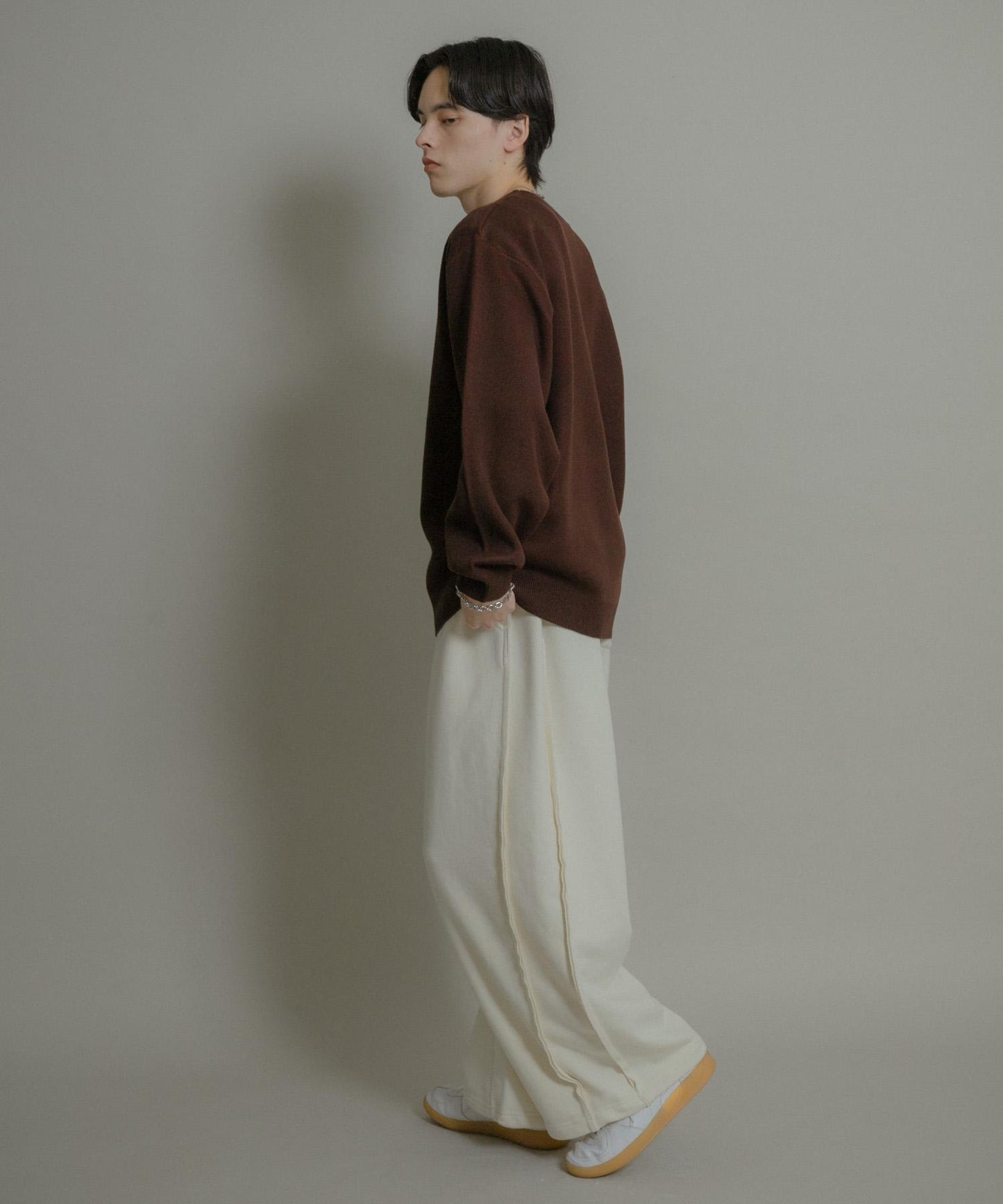 標誌圖案圓領針織衫