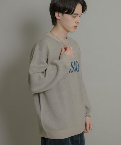 標誌圖案圓領針織衫