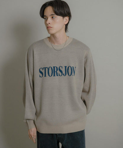 標誌圖案圓領針織衫