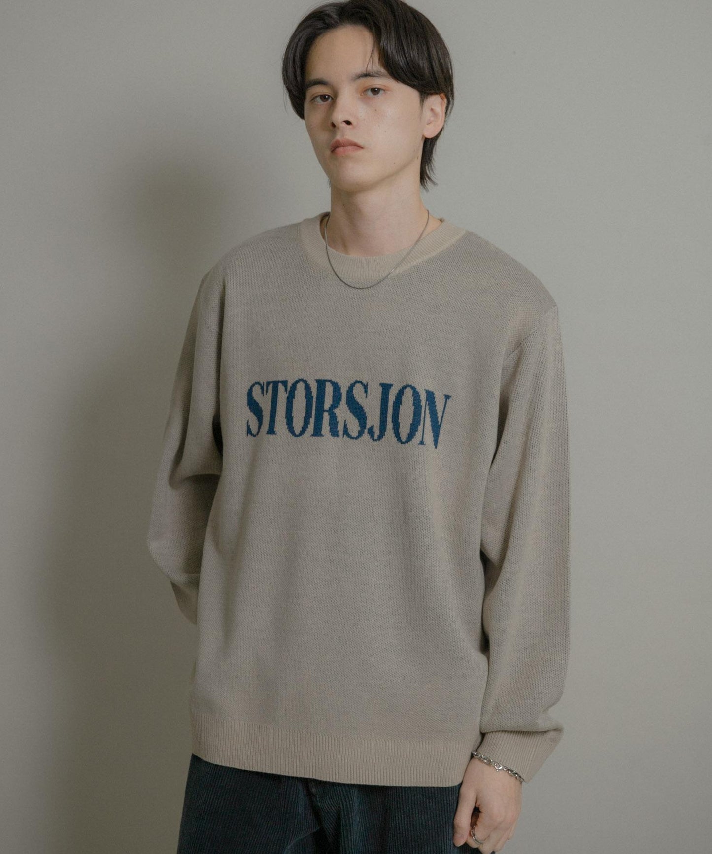 標誌圖案圓領針織衫