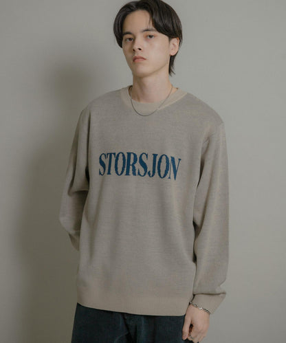 標誌圖案圓領針織衫