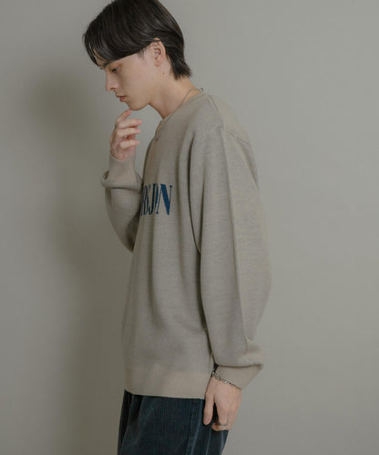 標誌圖案圓領針織衫