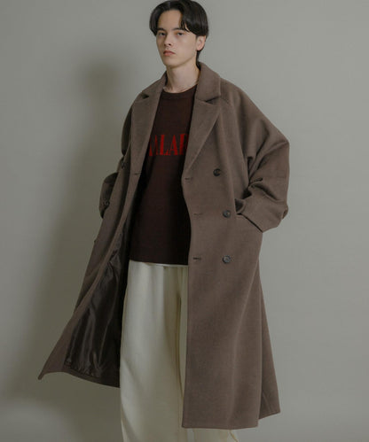 羊毛混紡雙排扣長款大衣