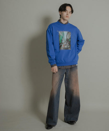 城市風格印花圓領衛衣