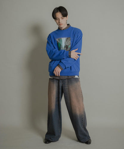 城市風格印花圓領衛衣