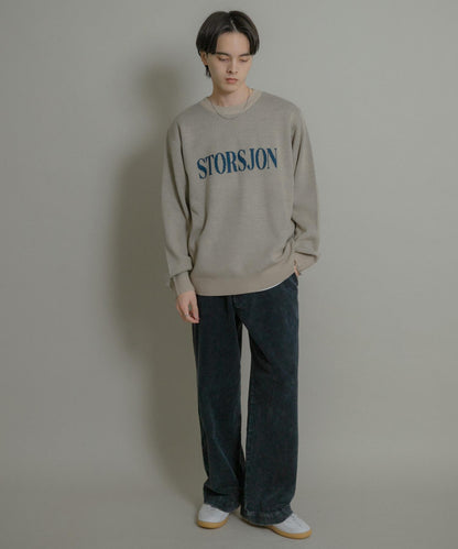 標誌圖案圓領針織衫